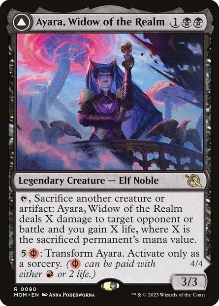 Ayara, Widow of the Realm // Ayara, Furnace Queen, Magic card MOM 90 — March of the Machine set