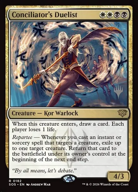 Conciliator's Duelist, Magic card PSOS 182p — Secrets of Strixhaven Promos set