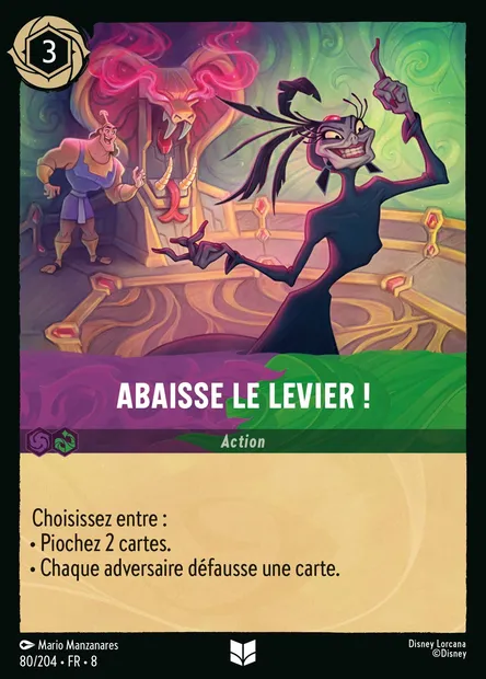 Abaisse le levier !, carte Disney Lorcana CH8-080 — extension Le Règne de Jafar