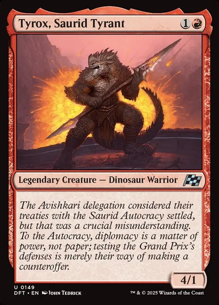 Tyrox, Saurid Tyrant, Magic card DFT 149 — Aetherdrift set