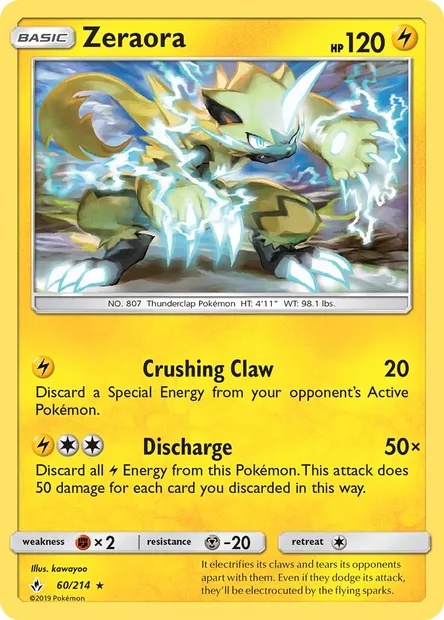 Zeraora, Pokémon card UNB 60 — Unbroken Bonds set