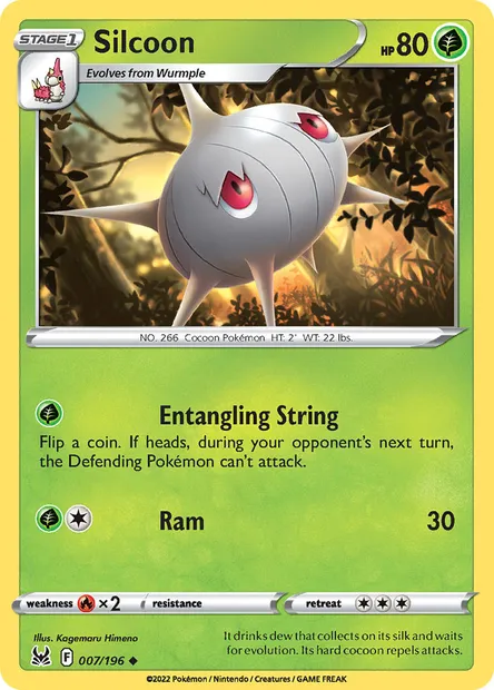 Silcoon, Pokémon card LOR 007 — Lost Origin set