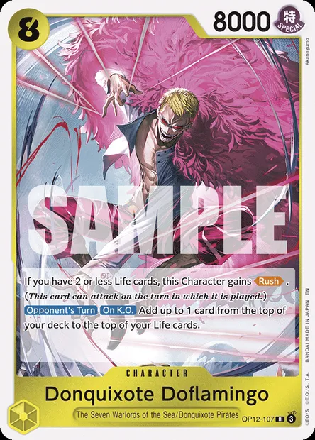 Donquixote Doflamingo, One Piece card OP12-107 — LEGACY OF THE MASTER set