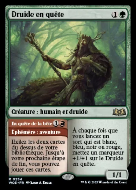 Deuite en quête // En quête de la bête, carte Magic WOE 234 — extension Wilds of Eldraine