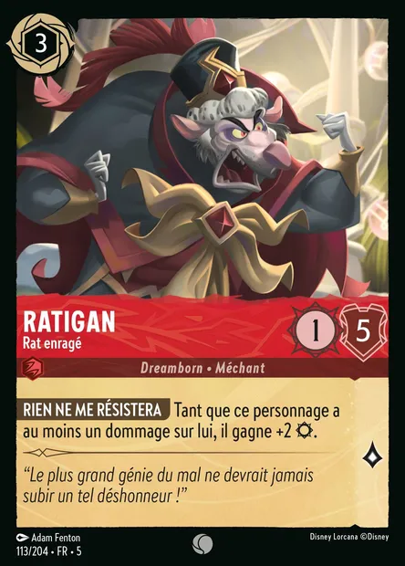 Ratigan - Rat enragé, carte Disney Lorcana CH5-113 — extension Ciel Scintillant