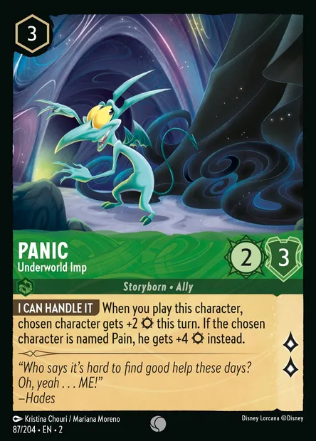 Panic - Underworld Imp, Disney Lorcana card CH2-087 — Rise of the Floodborn set