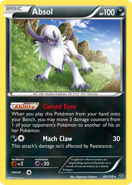 Absol, Pokémon card ROS 40 — Roaring Skies set