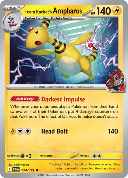 Team Rocket's Ampharos, Pokémon card DRI 074 — Destined Rivals set