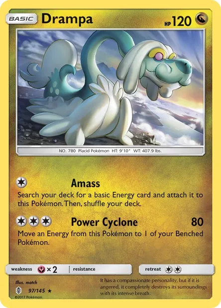 Drampa, Pokémon card GRI 97 — Guardians Rising set