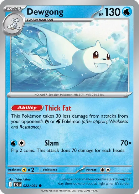 Dewgong, Pokémon card PFL 022 — Phantasmal Flames set