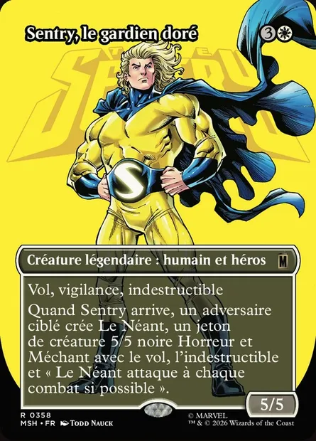 Sentry, le gardien doré, carte Magic MSH 358 — extension Marvel Super Heroes