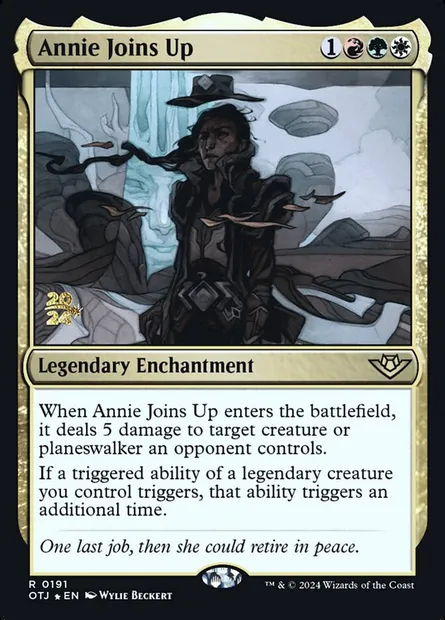 Annie rejoint l'équipe, carte Magic POTJ 191s — extension Outlaws of Thunder Junction Promos