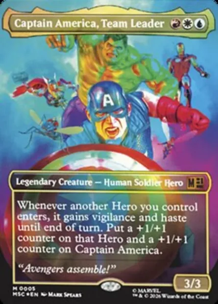 Captain America, Team Leader, Magic card MSC 5 — Marvel Super Heroes Commander set