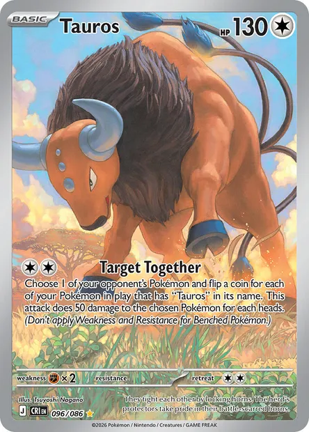 Tauros, Pokémon card CRI 096 — Chaos Rising set