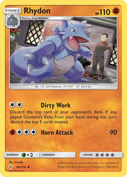 Rhydon, Pokémon card UNB 94 — Unbroken Bonds set