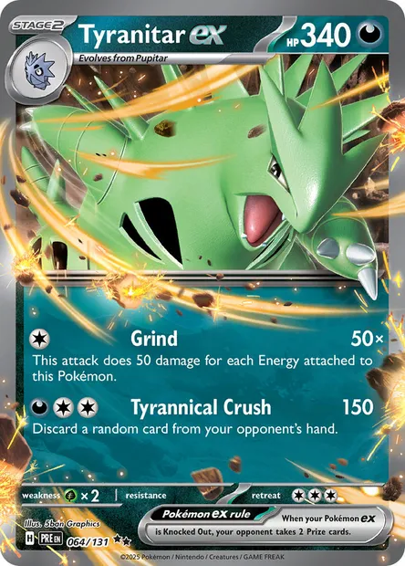 Tyranitar ex, Pokémon card PRE 064 — Prismatic Evolutions set