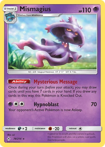 Mismagius, Pokémon card UNB 78 — Unbroken Bonds set