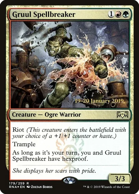 Gruul Spellbreaker, Magic card PRNA 179s — Ravnica Allegiance Promos set
