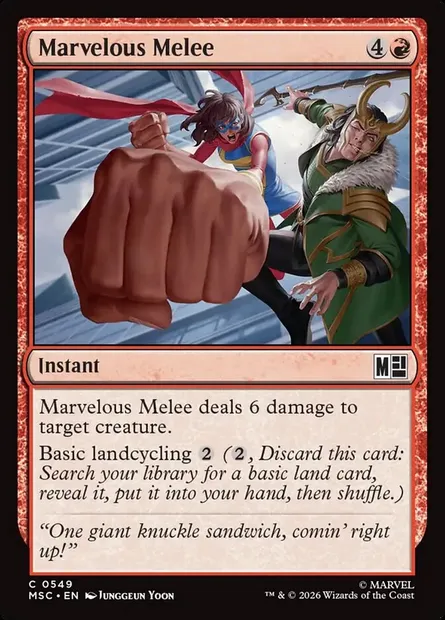 Marvelous Melee, Magic card MSC 549 — Marvel Super Heroes Commander set