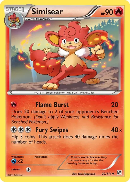 Simisear, Pokémon card BLW 22 — Black & White set