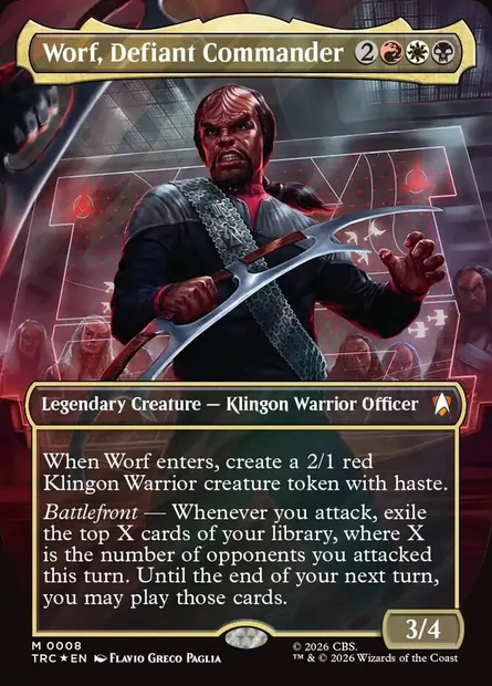 Worf, Defiant Commander, Magic card TRC 8 — Star Trek Commander set
