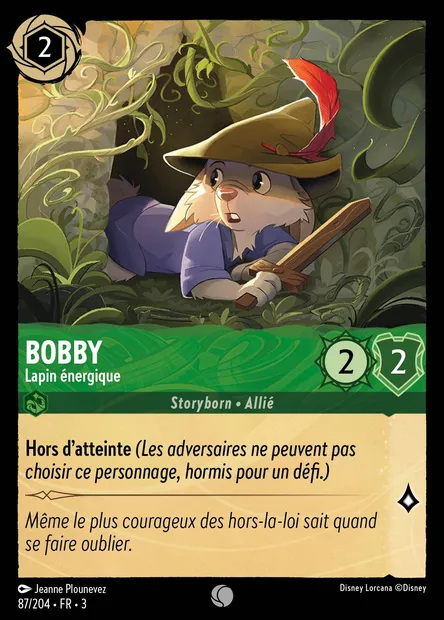 Bobby - Lapin énergique, carte Disney Lorcana CH3-087 — extension Les Terres d'Encres