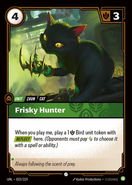Frisky Hunter, Riftbound card UNL 033 — Unleashed set
