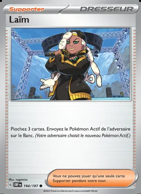 Laïm, carte Pokémon OBF 194 — extension Flammes Obsidiennes