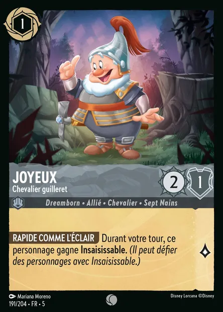 Joyeux - Chevalier guilleret, carte Disney Lorcana CH5-191 — extension Ciel Scintillant