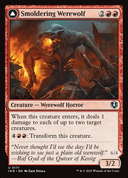 Smoldering Werewolf // Erupting Dreadwolf, Magic card INR 171 — Innistrad Remastered set