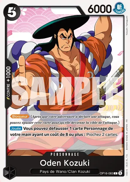 Oden Kozuki, carte One Piece OP16-083 — extension L'HEURE DE LA BATAILLE DÉCISIVE