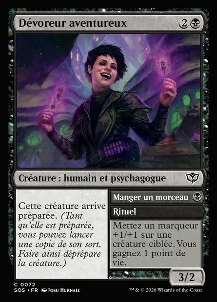 Dévoreur aventureux // Have a Bite, carte Magic SOS 72 — extension Secrets of Strixhaven
