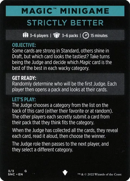Strictly Better // Strictly Better (cont'd), Magic card MSNC 3 — Streets of New Capenna Minigames set