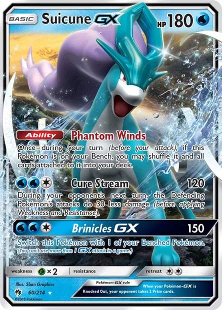 Suicune GX, Pokémon card LOT 60 — Lost Thunder set
