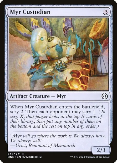 Myr Custodian, Magic card ONE 235 — Phyrexia: All Will Be One set