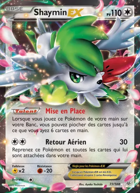 Shaymin EX, carte Pokémon ROS 77 — extension Ciel Rugissant