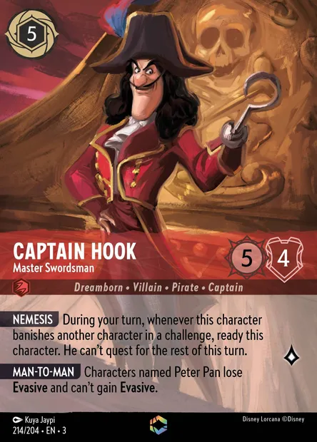 Captain Hook - Master Swordsman, Disney Lorcana card CH3-214 — Into the Inklands set