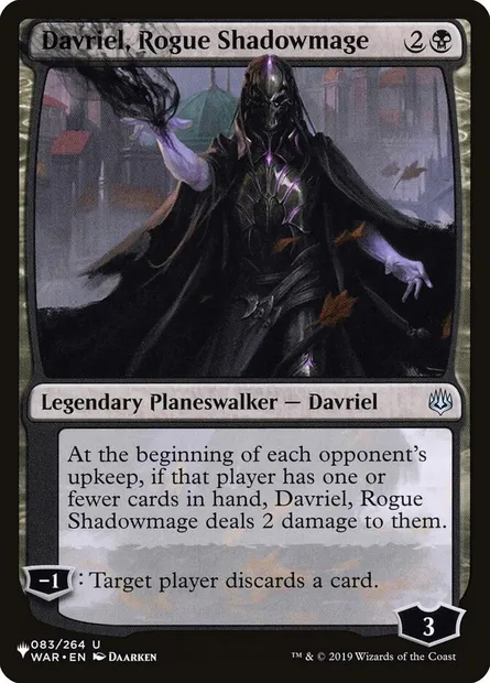 Davriel, Rogue Shadowmage, Magic card PLST WAR-83 — The List set