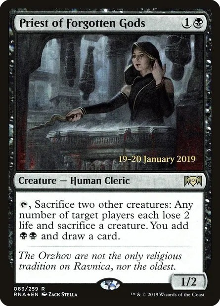 Priest of Forgotten Gods, Magic card PRNA 83s — Ravnica Allegiance Promos set