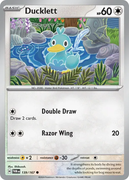 Ducklett, Pokémon card TWM 139 — Twilight Masquerade set