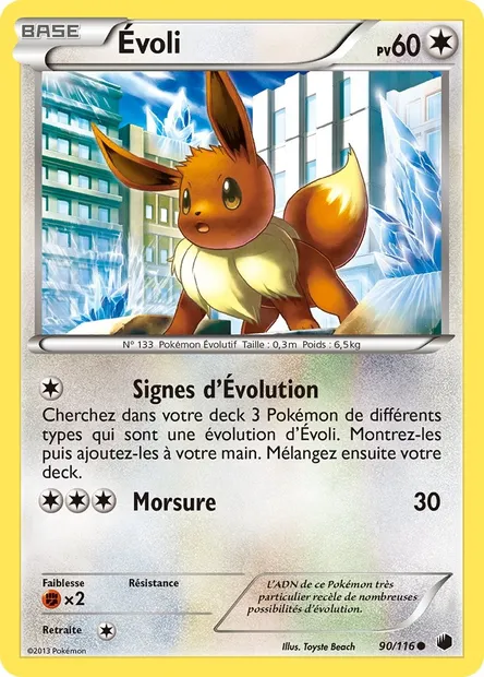 Évoli, carte Pokémon PLF 90 — extension Glaciation Plasma