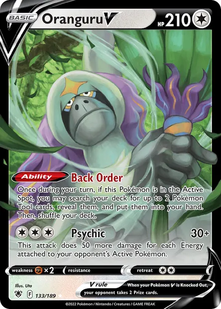 Oranguru V, Pokémon card ASR 133 — Astral Radiance set