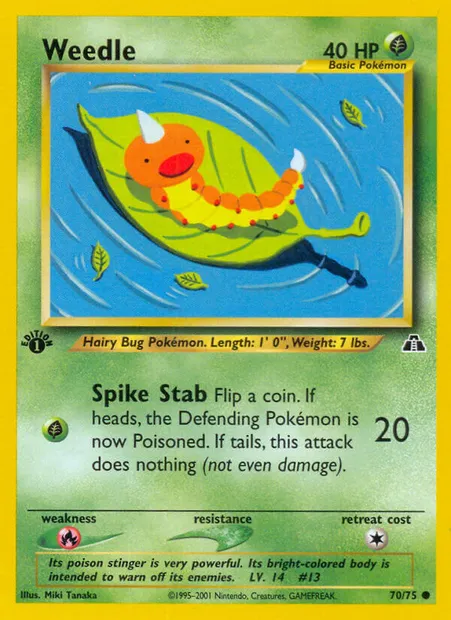 Weedle, Pokémon card ND 70 — Neo Discovery set