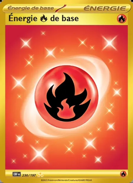 Énergie Fire de base, carte Pokémon OBF 230 — extension Flammes Obsidiennes