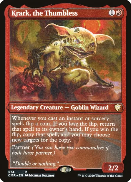 Krark, the Thumbless, Magic card CMR 574 — Commander Legends set
