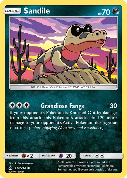 Sandile, Pokémon card UNB 114 — Unbroken Bonds set