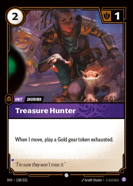 Treasure Hunter, Riftbound card SFD 130 — Spiritforged set