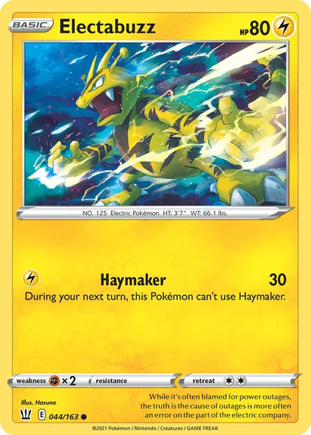 Electabuzz, Pokémon card BST 44 — Battle Styles set