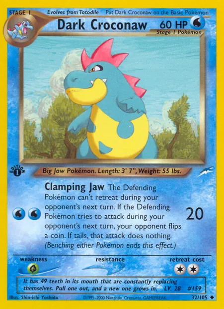 Dark Croconaw, Pokémon card NDE 32 — Neo Destiny set