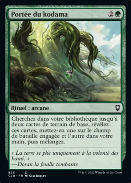 Portée du kodama, carte Magic CLB 826 — extension Commander Légendes : la bataille de la Porte de Baldur